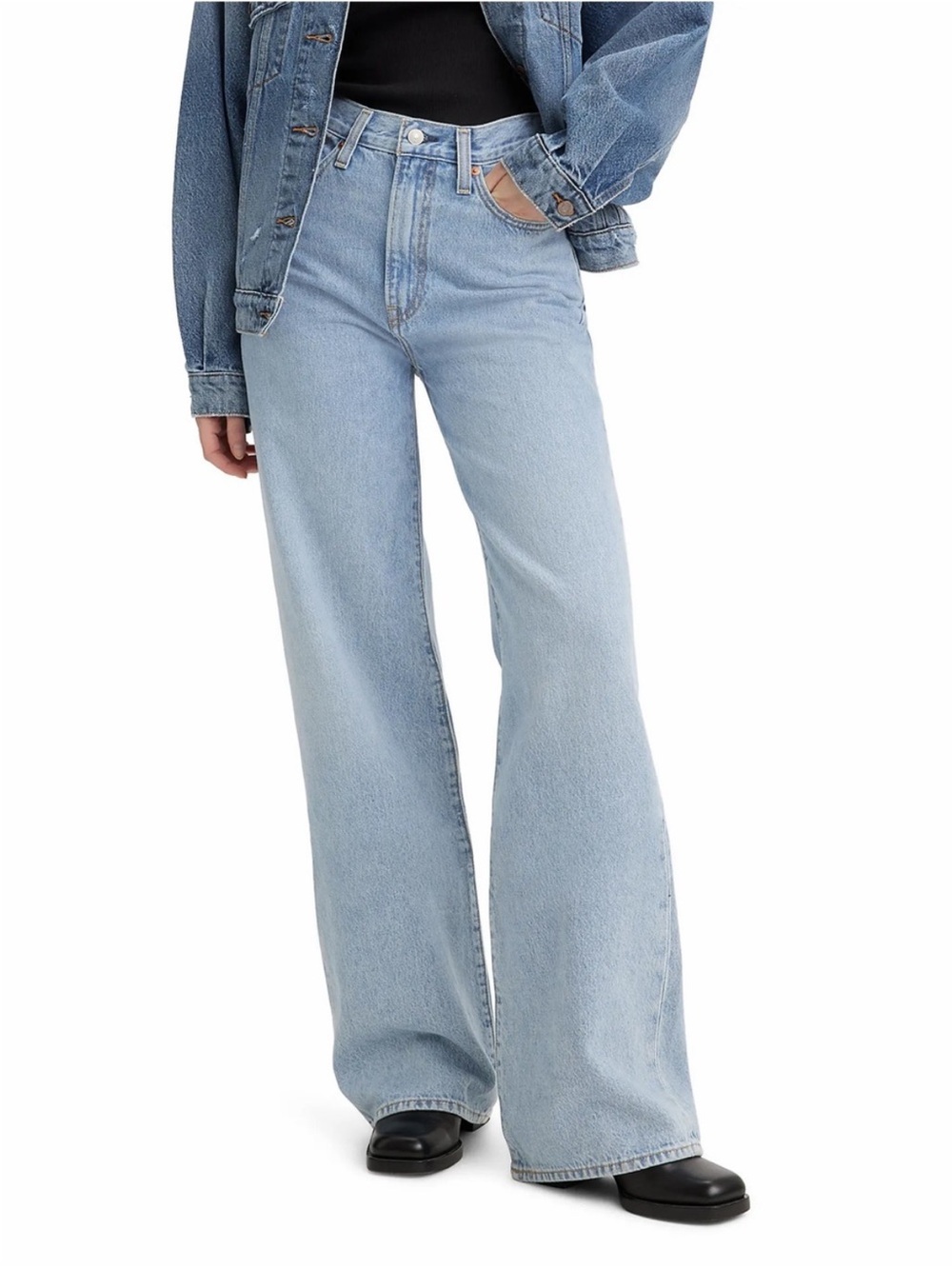 Levi’s Light Wash Ribcage Flare Wide Leg Denim Jeans